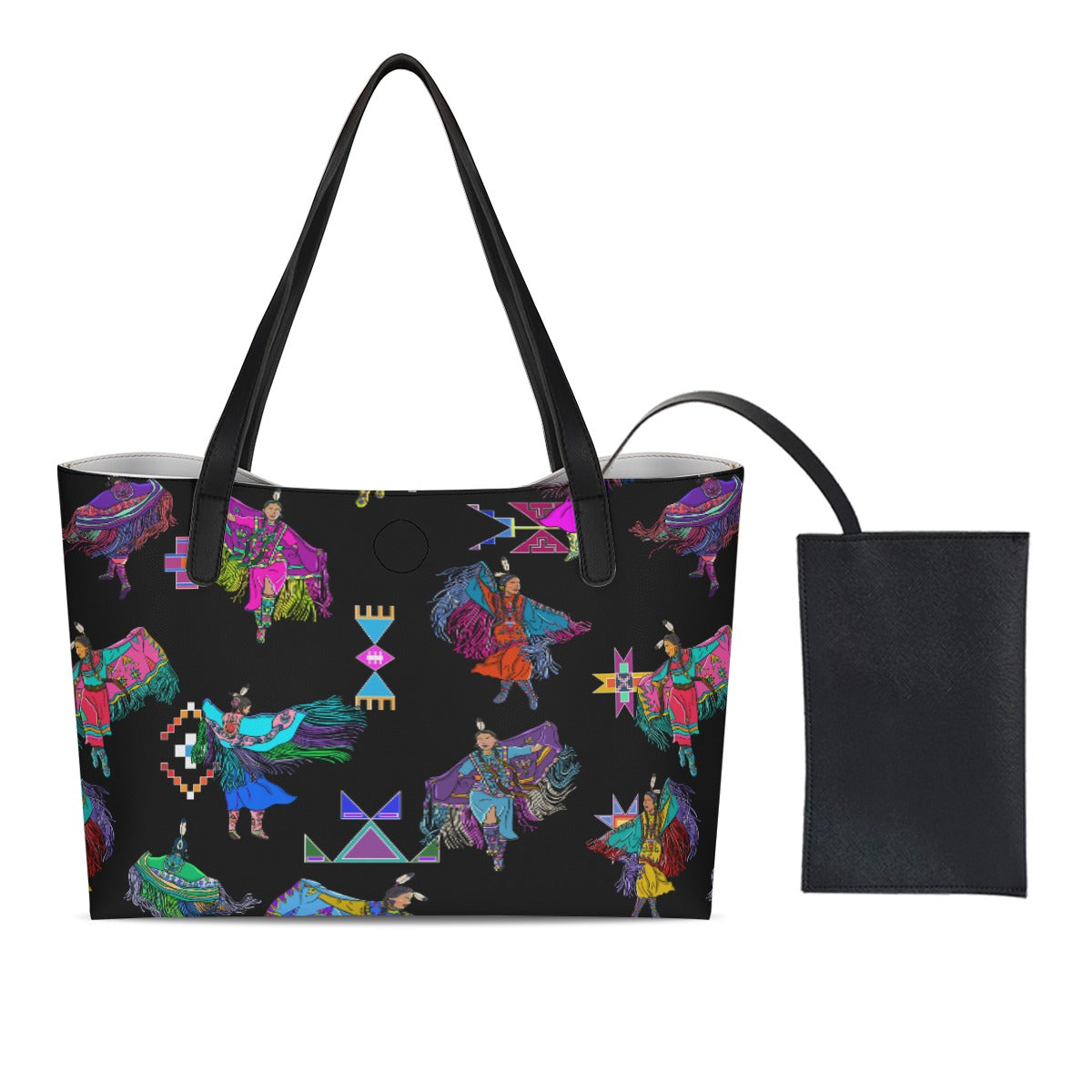 Women's Fancy Dancers Black Shopping Tote Bag With Black Mini Purse