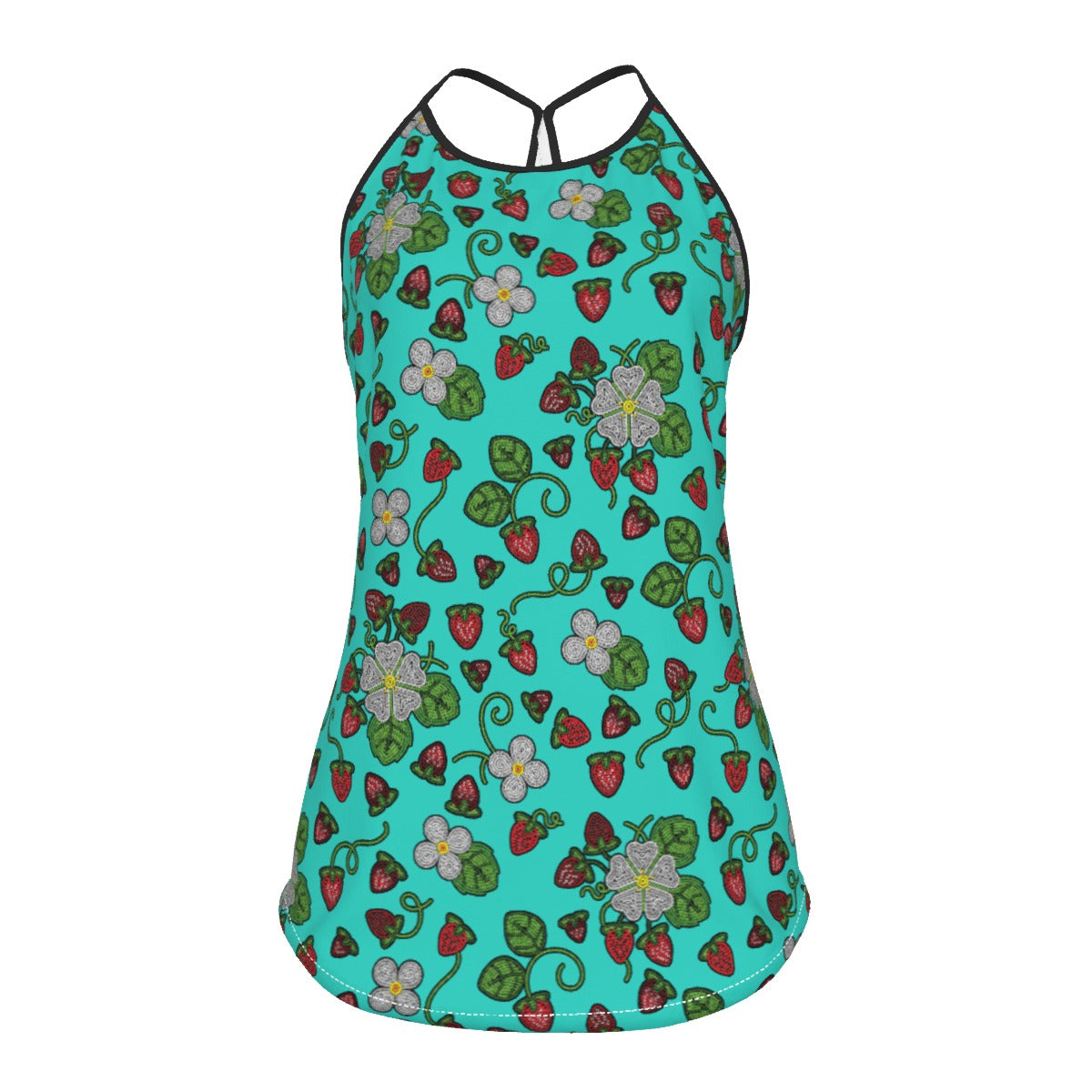 Strawberry Dreams Turquoise Criss-Cross Open Back Tank Top