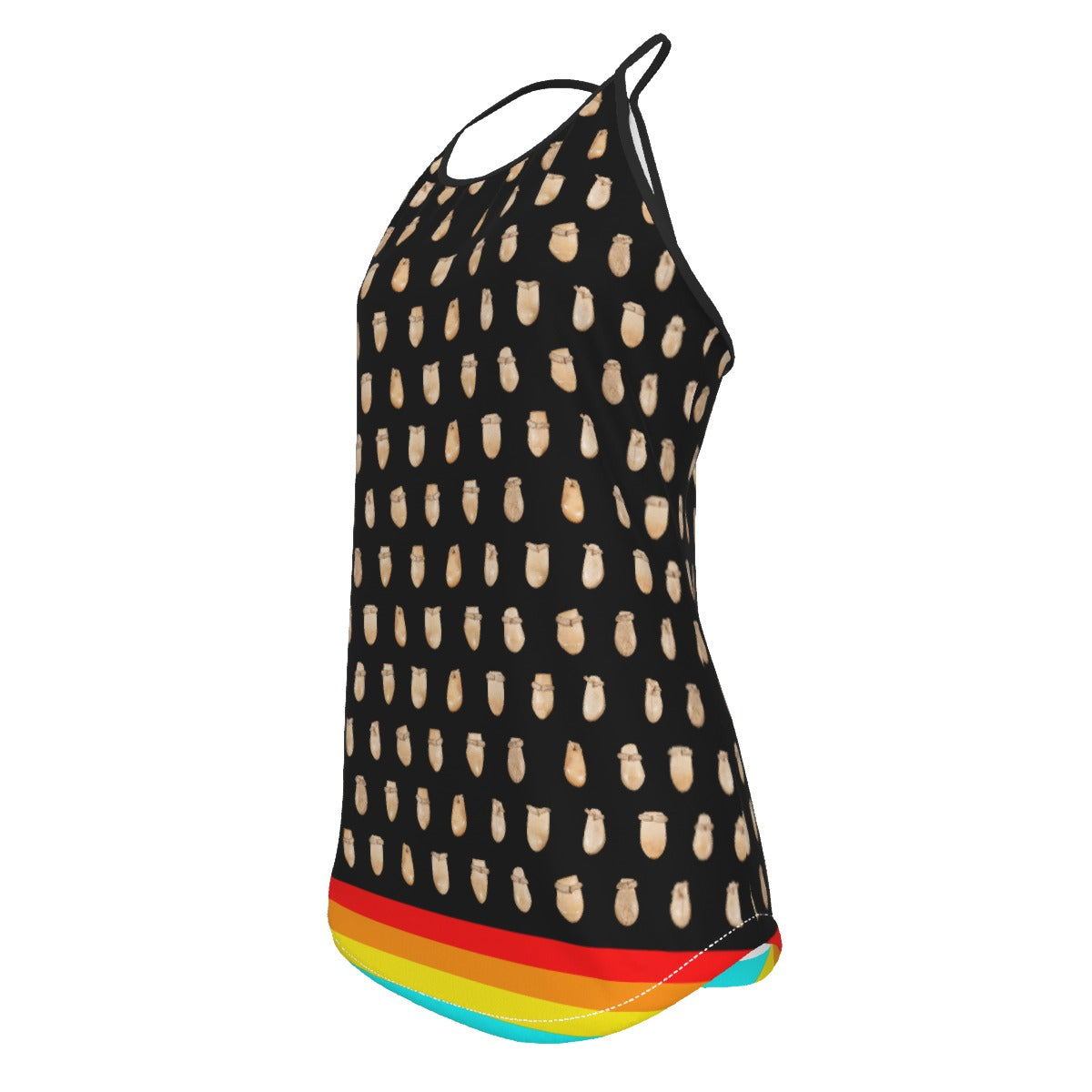 Elk Teeth on Black Criss-Cross Open Back Tank Top