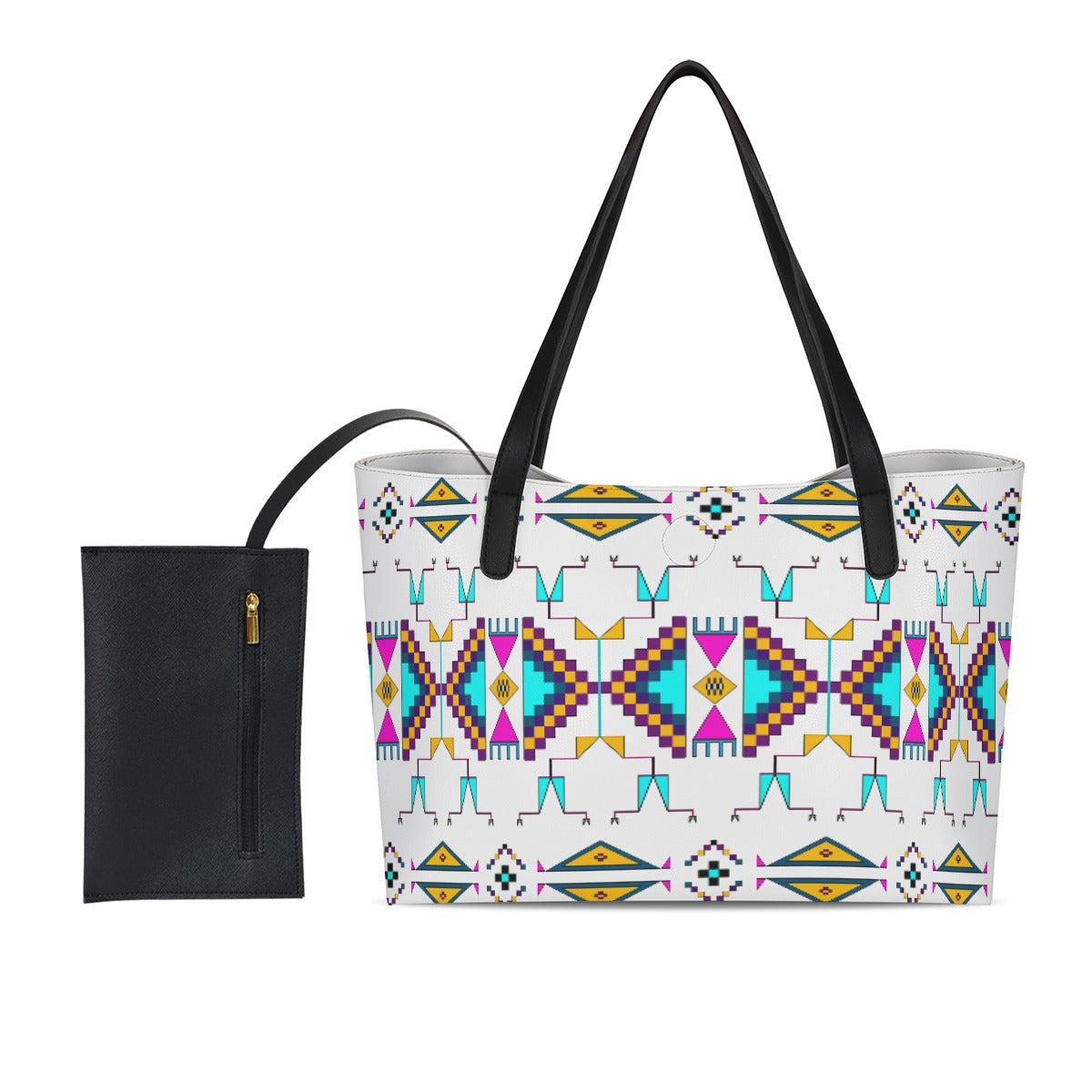 Rite of Passage White Tote Bag With Black Mini Purse