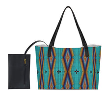 Load image into Gallery viewer, Diamond in the Bluff Turquoise Shopping Tote Bag With Mini Purse
