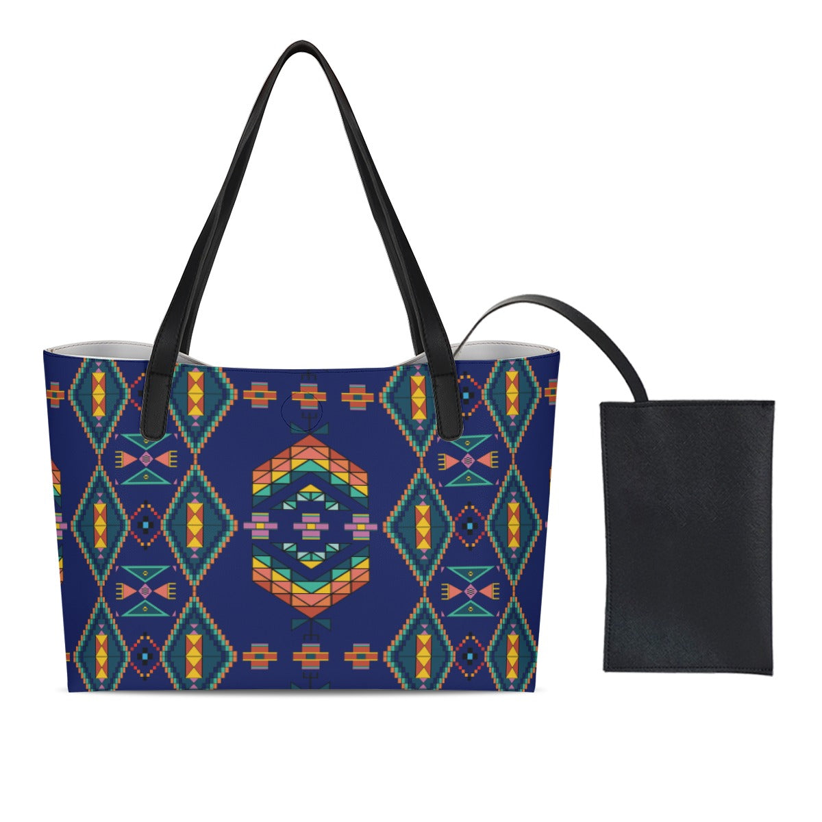 Travois Tipi Blue Shopping Tote Bag With Black Mini Purse