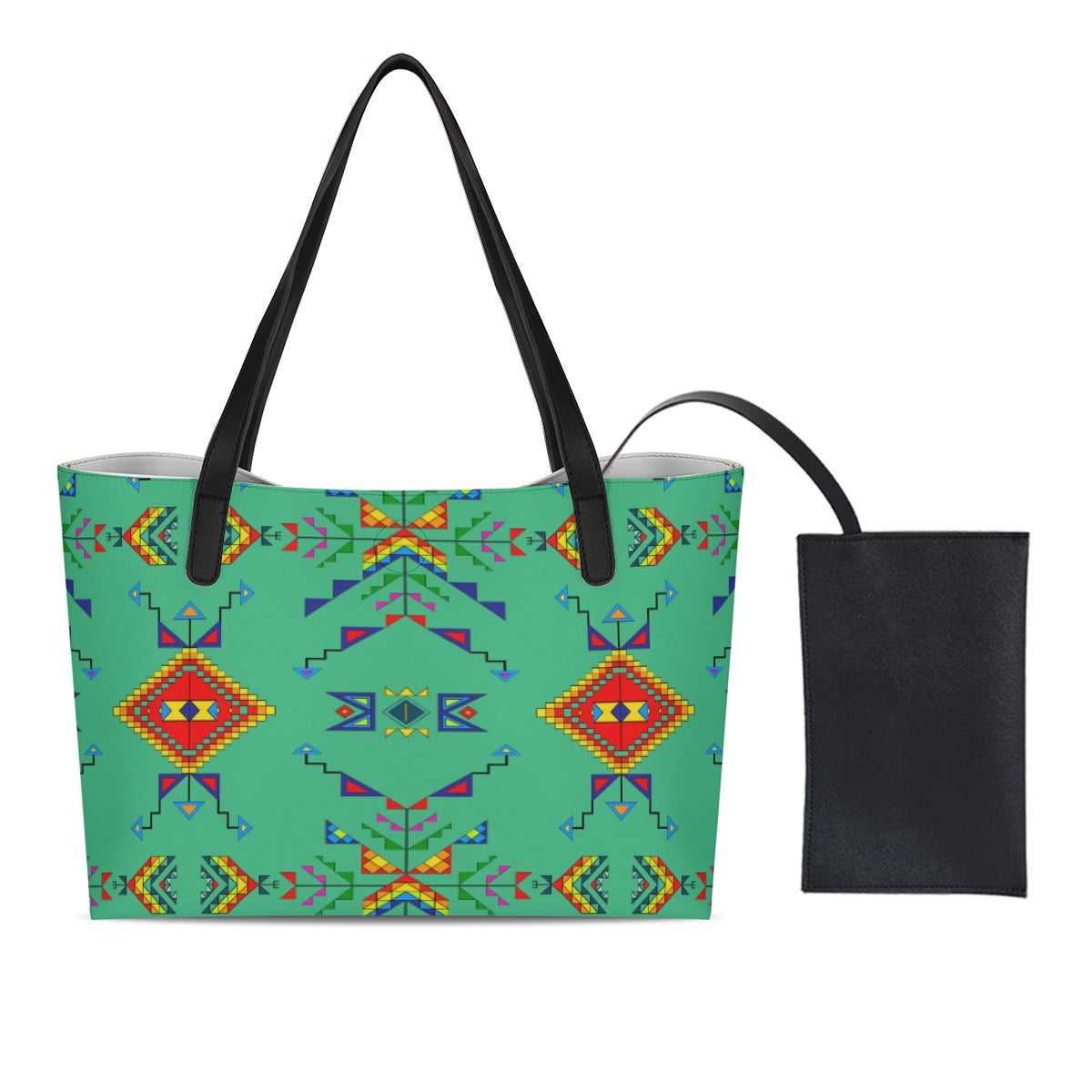 Buffalo Jump Sage Shopping Tote Bag With Black Mini Purse