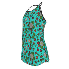 Load image into Gallery viewer, Strawberry Dreams Turquoise Criss-Cross Open Back Tank Top
