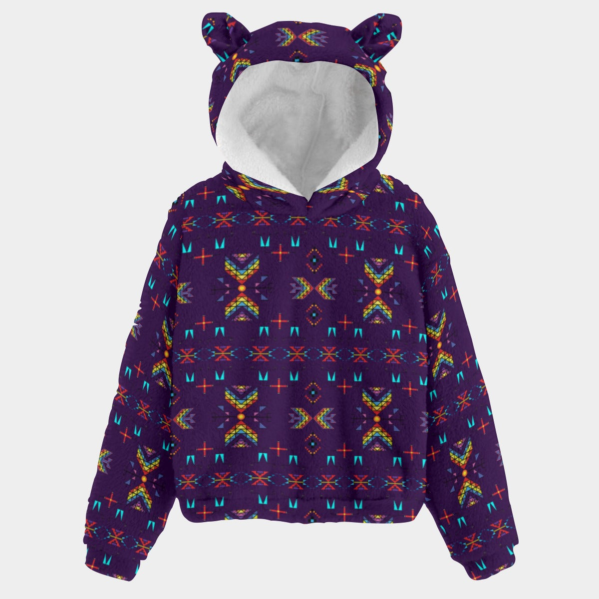 Rainy Chief Rainbow Dark Purple Youth Hoodie with Ears