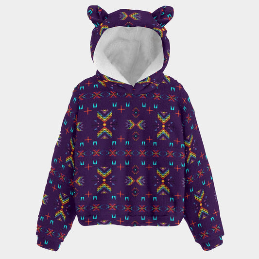 Rainy Chief Rainbow Dark Purple Youth Hoodie with Ears