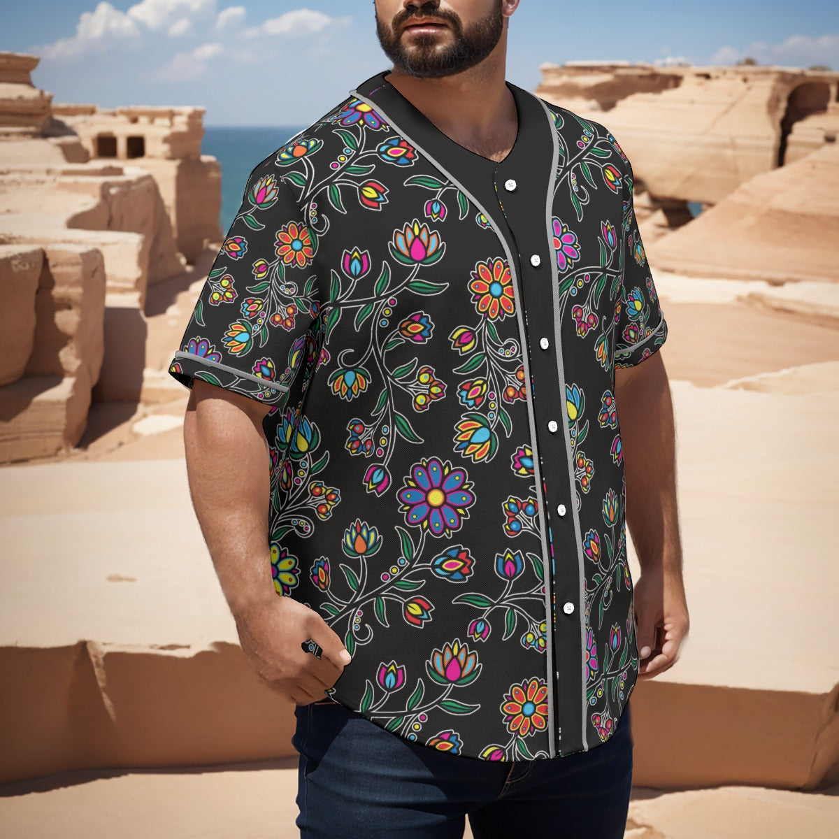Cosmic Whisper Black Short Sleeve Baseball Jersey
