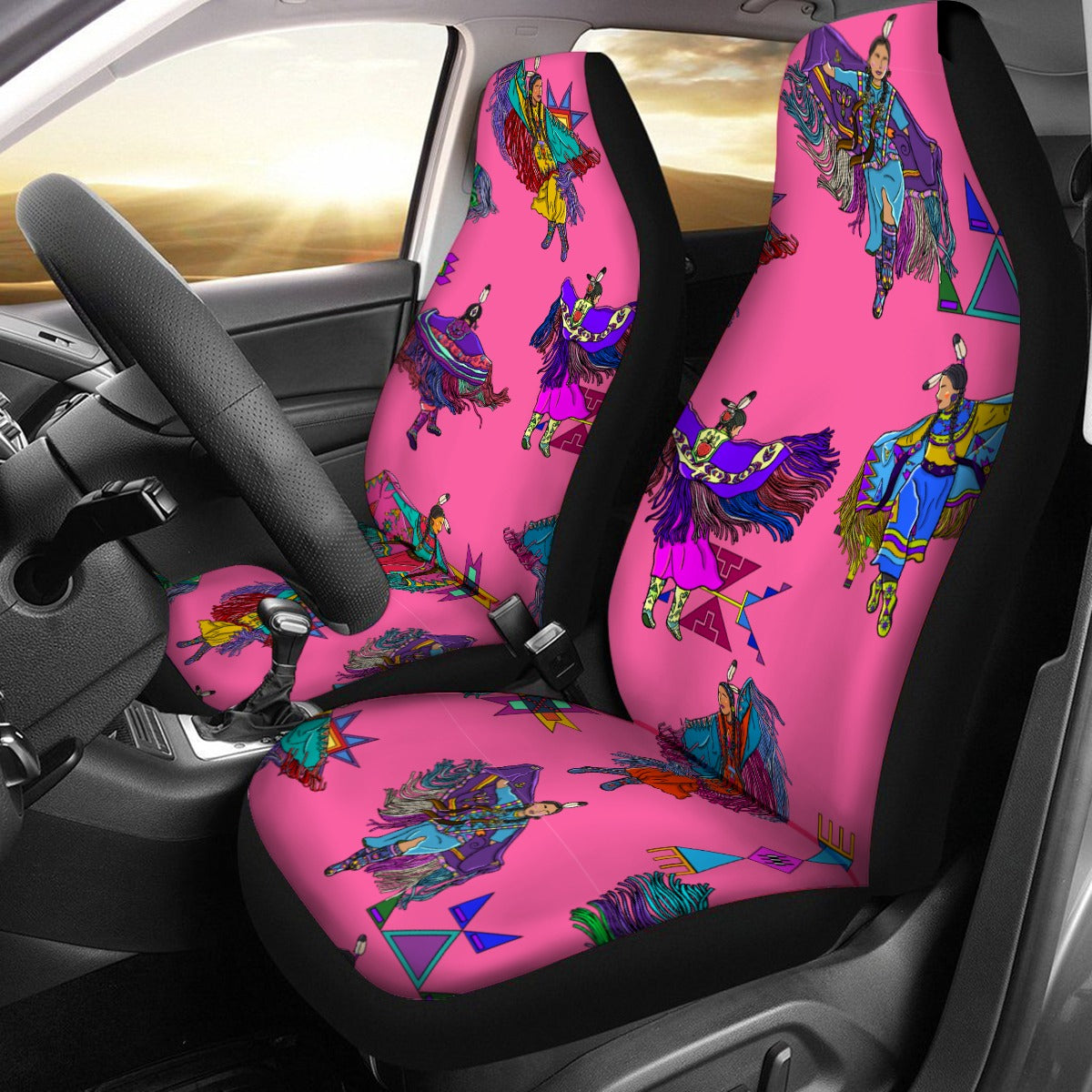 Women's Fancy Dancers Pink Universal Car Seat Cover With Thickened Back