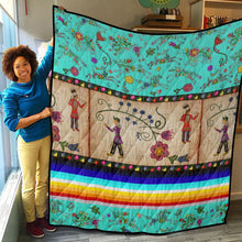 Load image into Gallery viewer, Floral Ledger Warriors Turquoise Lightweight Quilt
