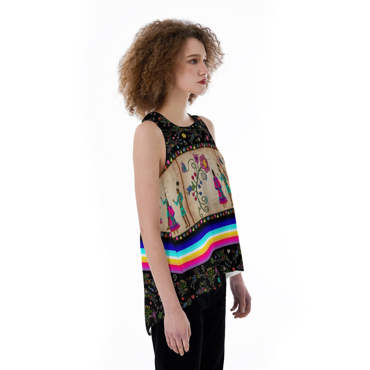 Floral Ledger Sweethearts Split Back Tank Top