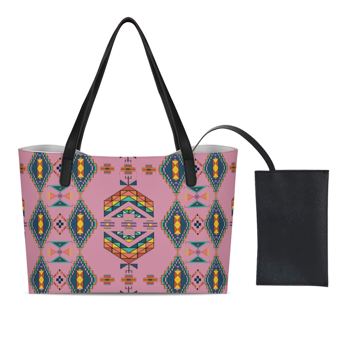 Travois Tipi Dusky Sunset Shopping Tote Bag With Black Mini Purse