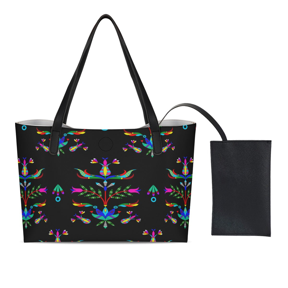 Dakota Damask Black Shopping Tote Bag With Mini Purse