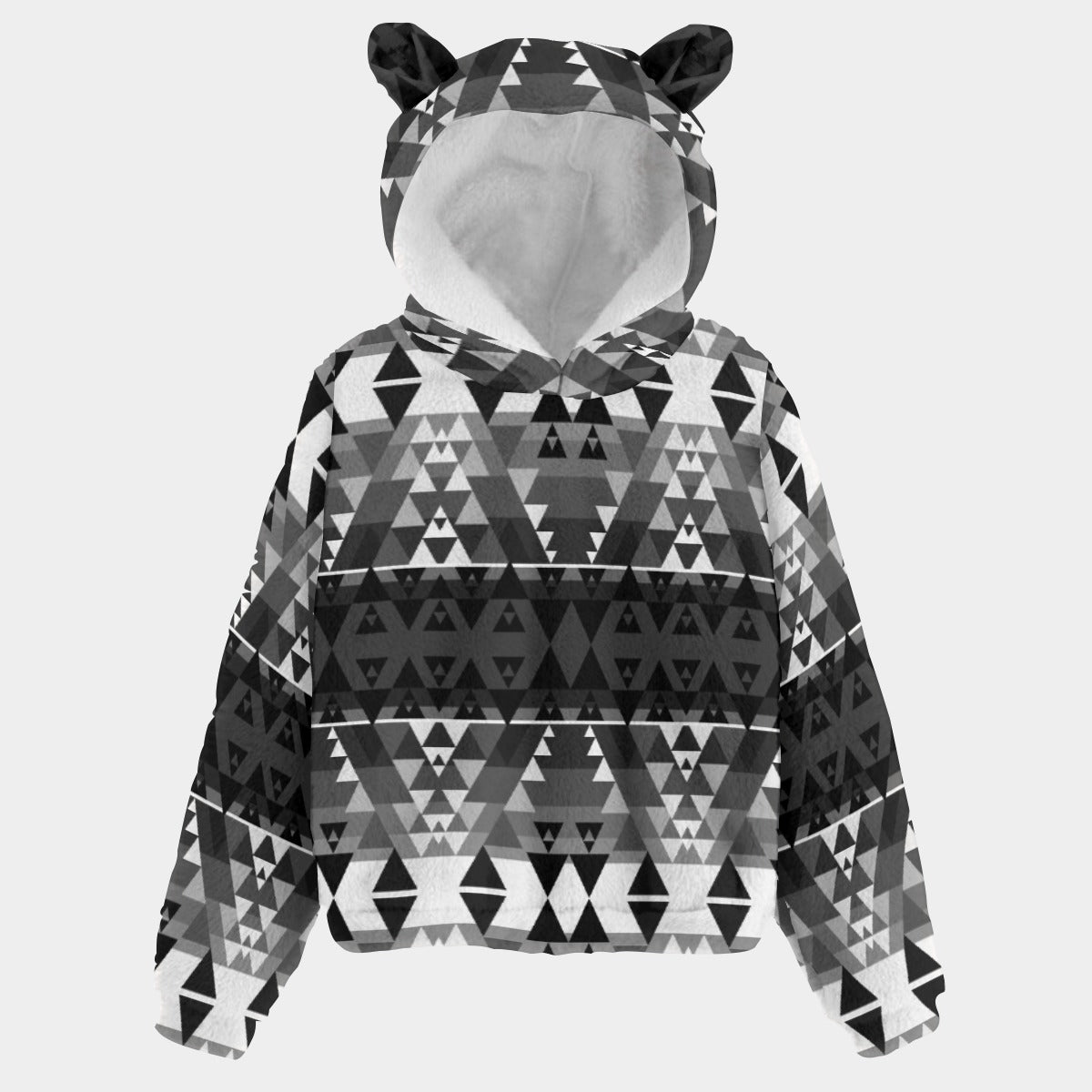 Writing on Stone Black and White Youth Hoodie With Ears