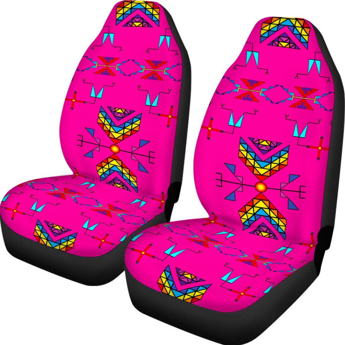 Rainy Chief Rainbow Hot Pink Universal Car Seat Cover With Thickened Back