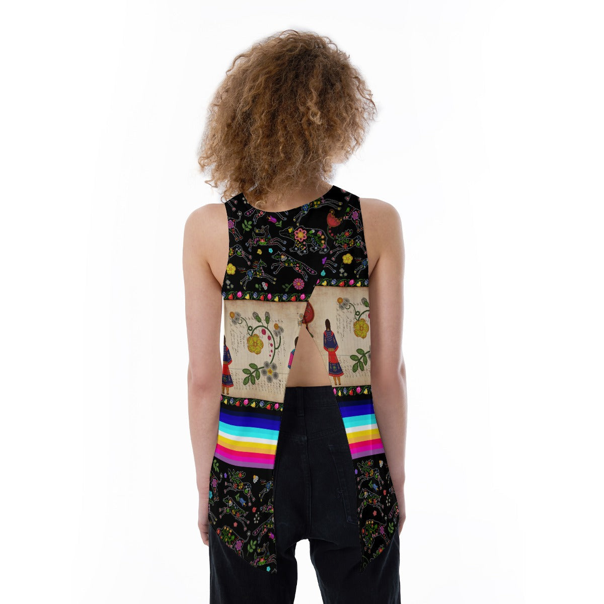 Floral Ledger Sisters Split Back Tank Top