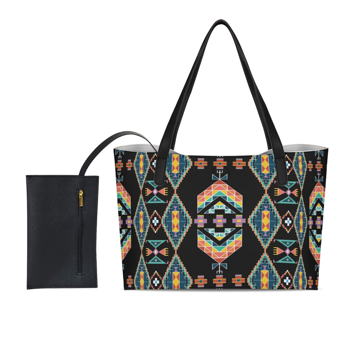 Travois Tipi Black Shopping Tote Bag With Black Mini Purse