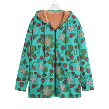 Load image into Gallery viewer, Strawberry Dreams Turquoise Kid&#39;s Plush Windbreaker
