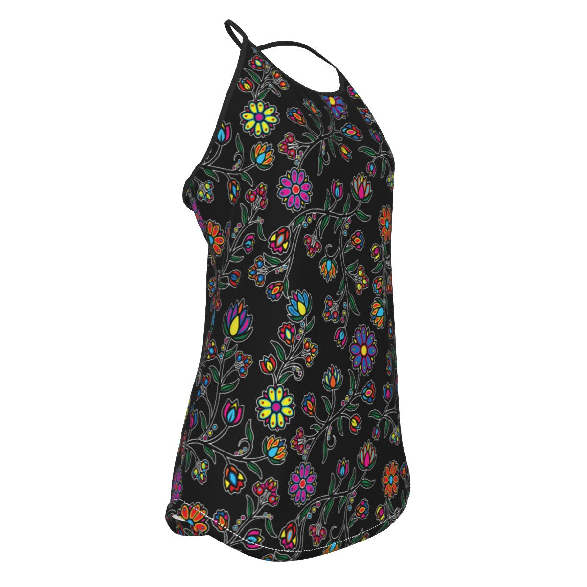 Cosmic Whisper Black Criss-Cross Open Back Tank Top