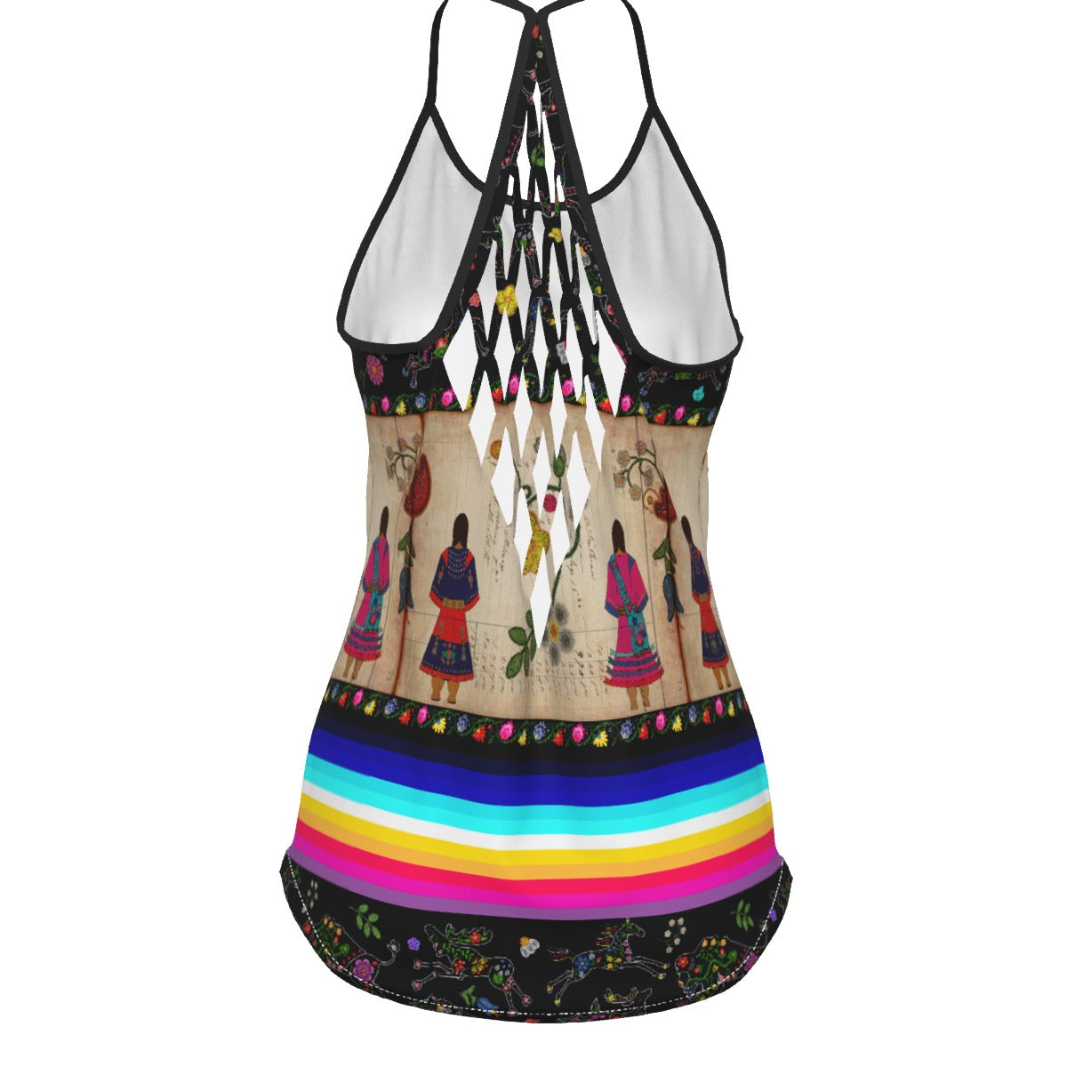 Floral Ledger Sisters Criss-Cross Open Back Tank Top