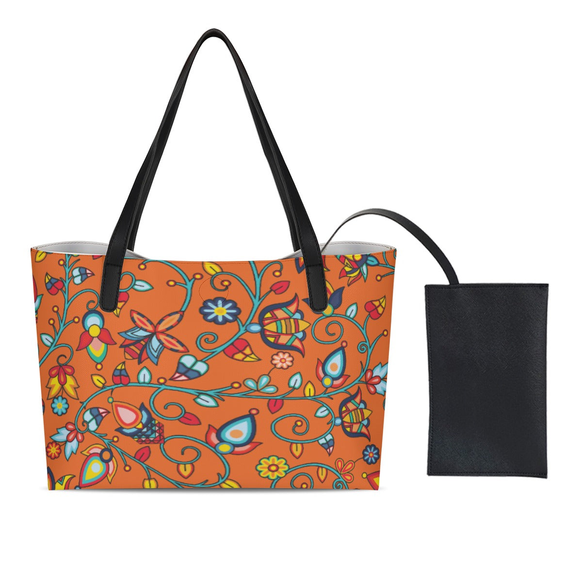 Thorny Path ECM Orange Shopping Tote Bag With Black Mini Purse