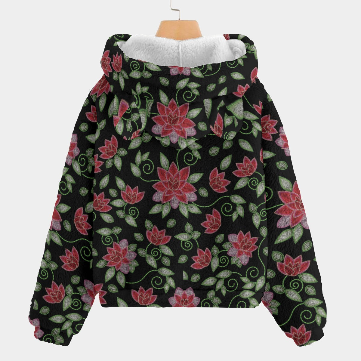 Red Beaded Rose Youth Hoodie With Ears
