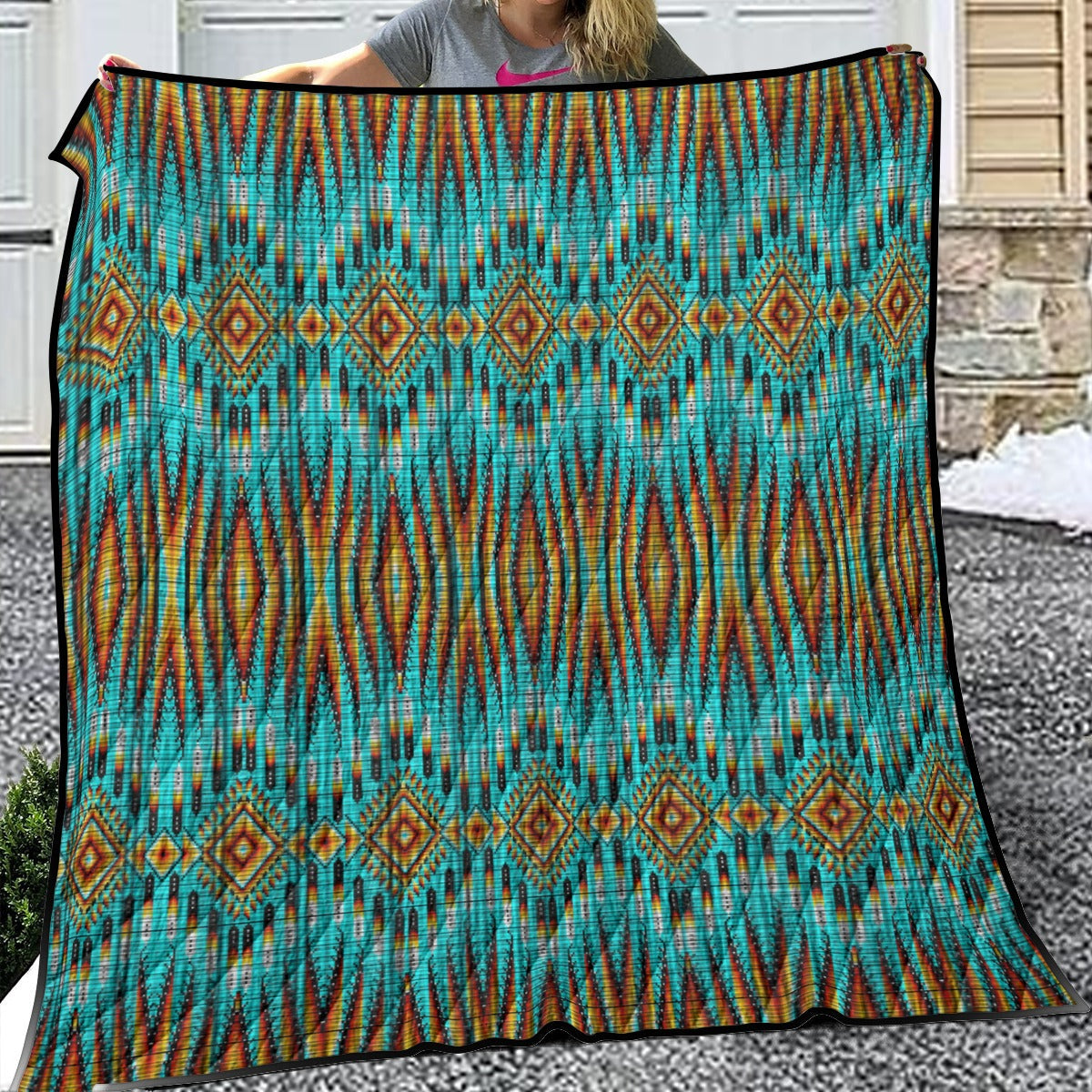 Fire Feather Turquoise Lightweight Quilt