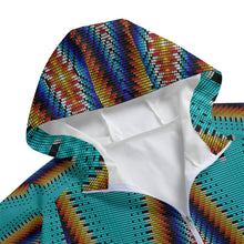 Load image into Gallery viewer, Diamond in the Bluff Turquoise Long Windbreaker
