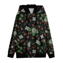 Load image into Gallery viewer, Strawberry Dreams Midnight Varsity Jacket
