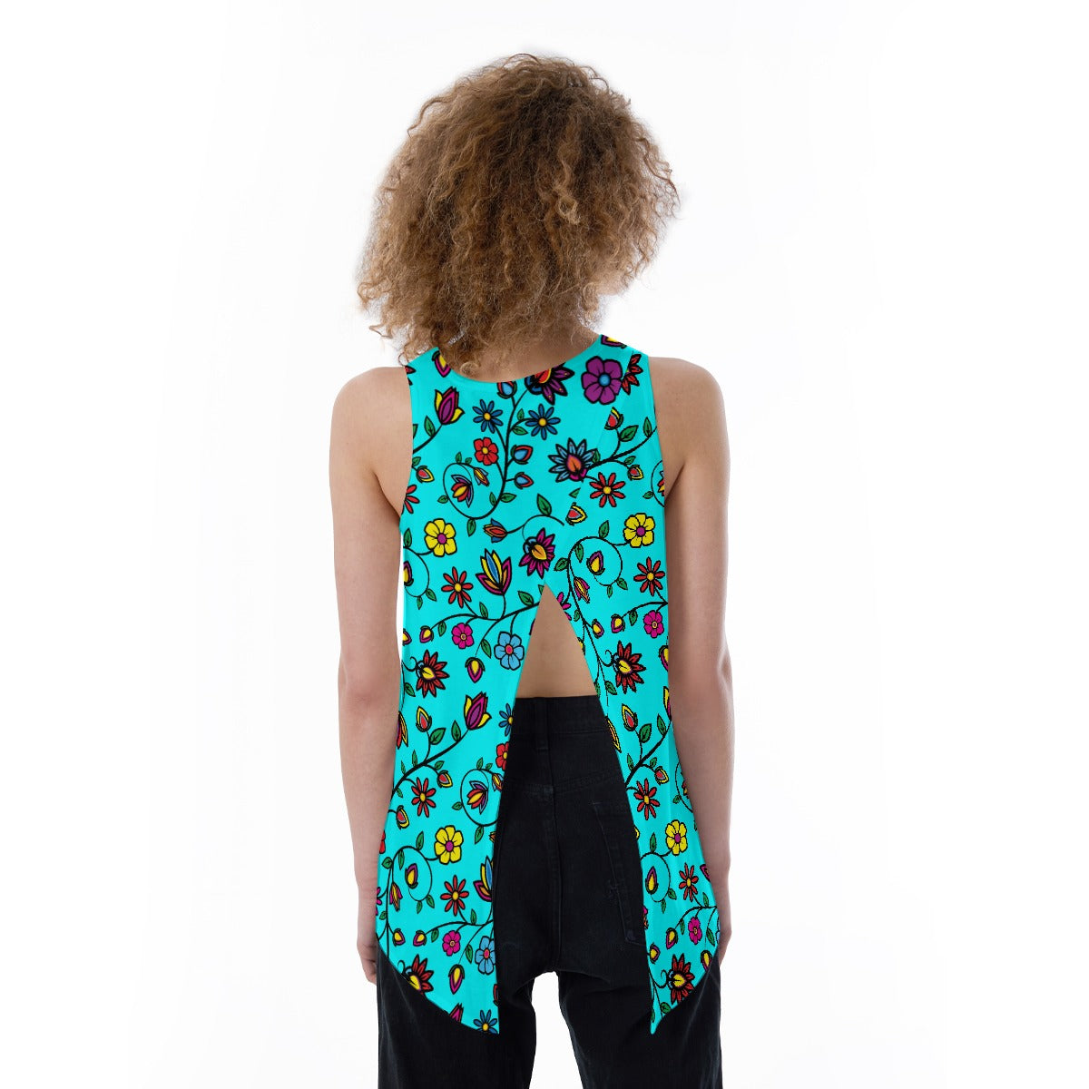 Nature's Nexus Turquoise Split Back Tank Top