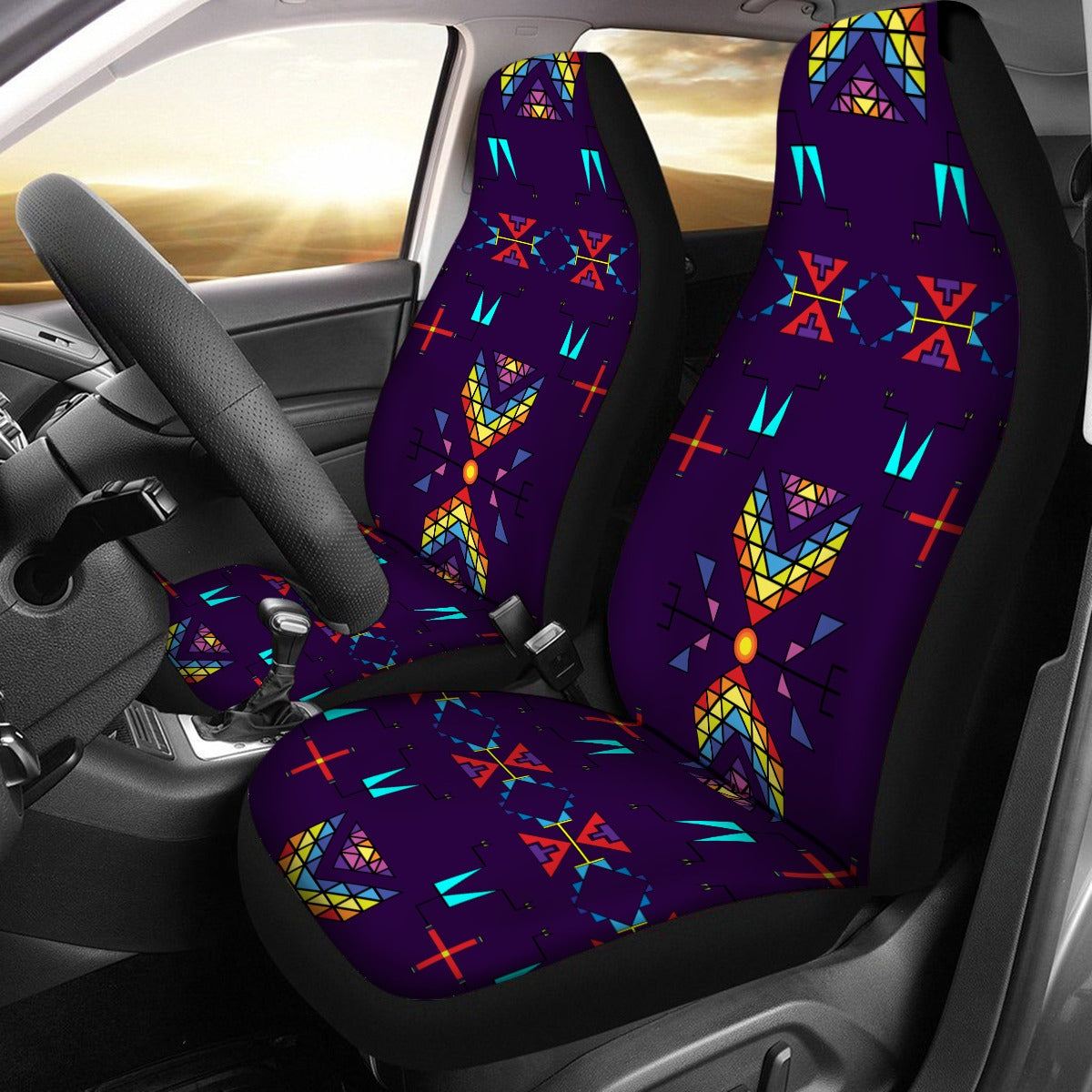 Rainy Chief Rainbow Dark Purple Universal Car Seat Cover With Thickened Back