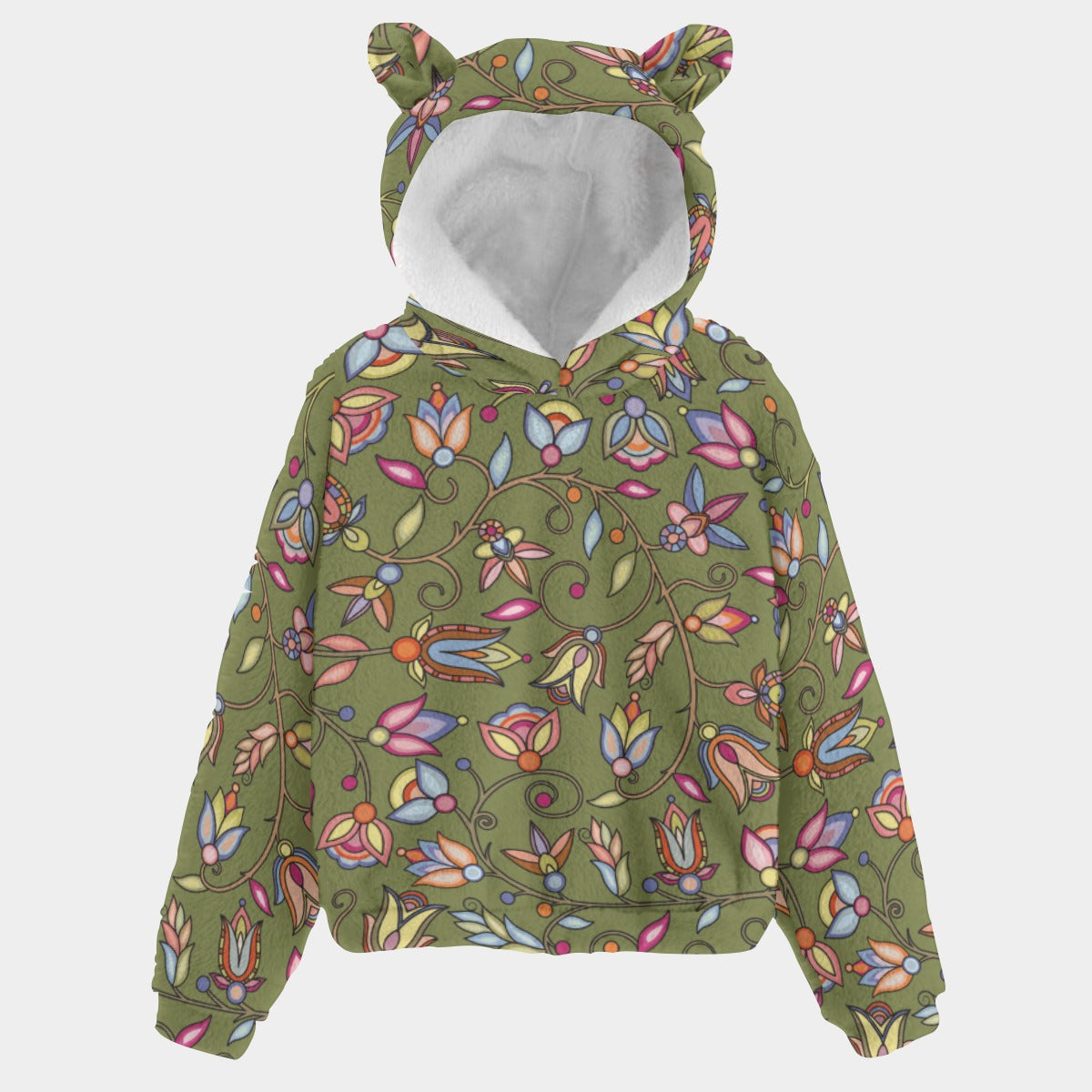 Buffalo Bloom Sage Youth Hoodie with Ears