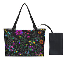 Load image into Gallery viewer, Prairie Paintbrush Black Shopping Tote Bag With Mini Purse
