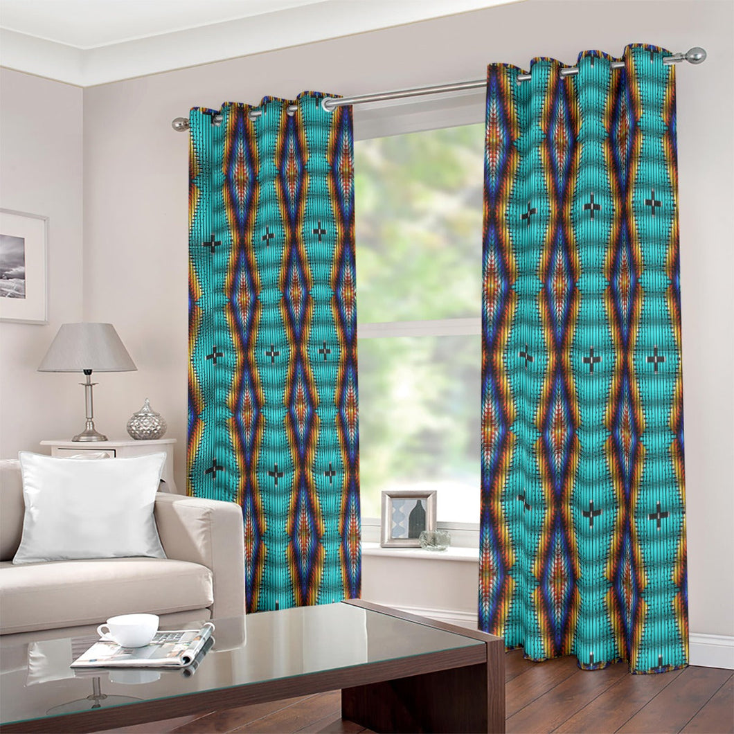 Diamond in the Bluff Turquoise Blackout Grommet Curtains