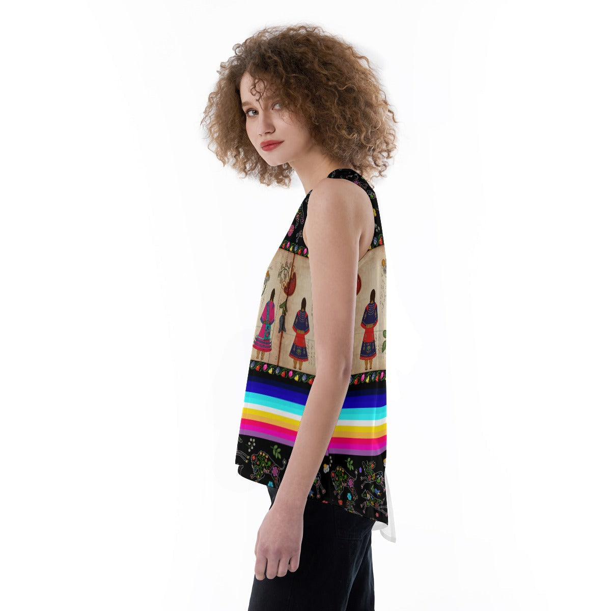 Floral Ledger Sisters Split Back Tank Top