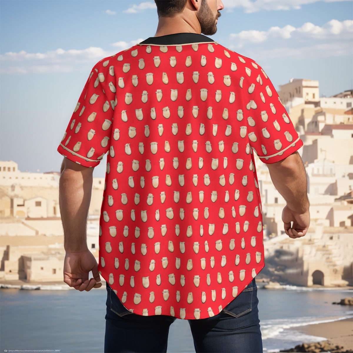 Elk Teeth on Red Short Sleeve Baseball Jersey