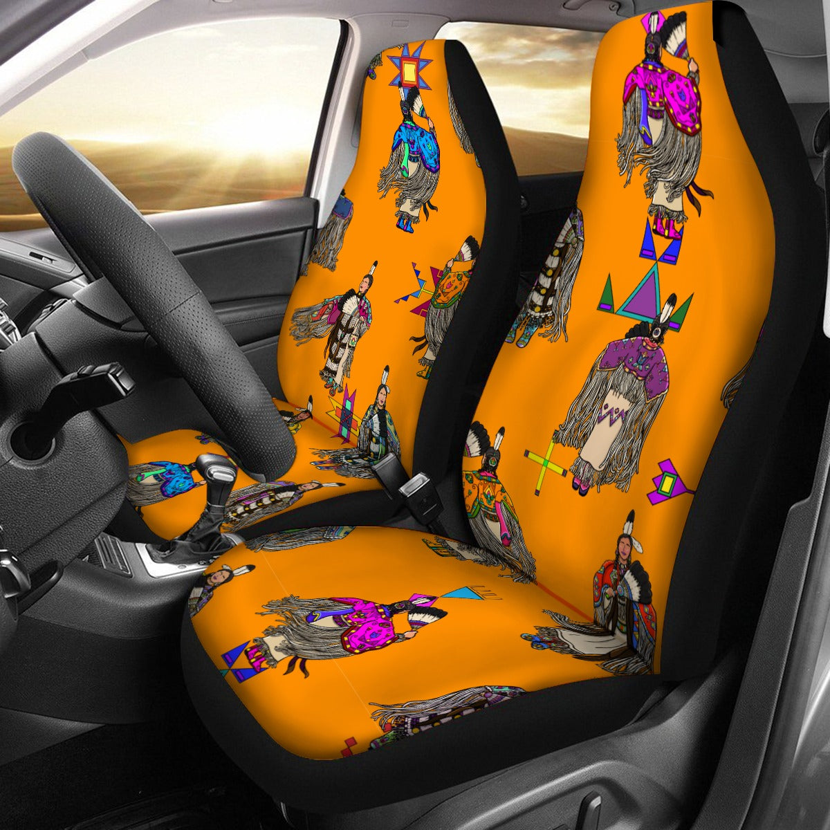 Women's Tradish Dancers Orange Universal Car Seat Cover With Thickened Back