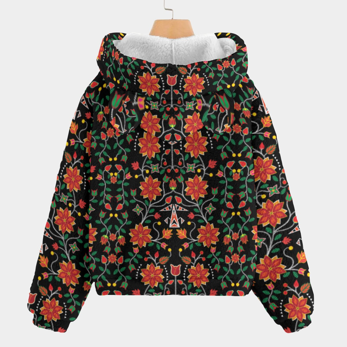 Floral Beadwork Six Bands Youth Hoodie With Ears