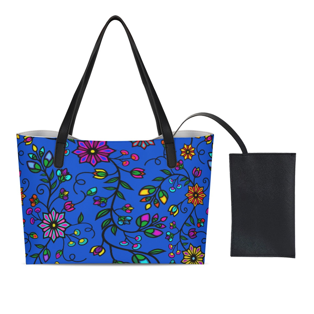 Prairie Paintbrush Blue Shopping Tote Bag With Mini Purse