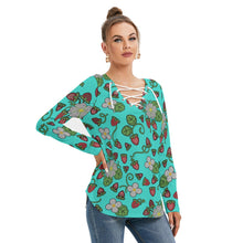 Load image into Gallery viewer, Strawberry Dreams Turquoise Tie Sweatshirt
