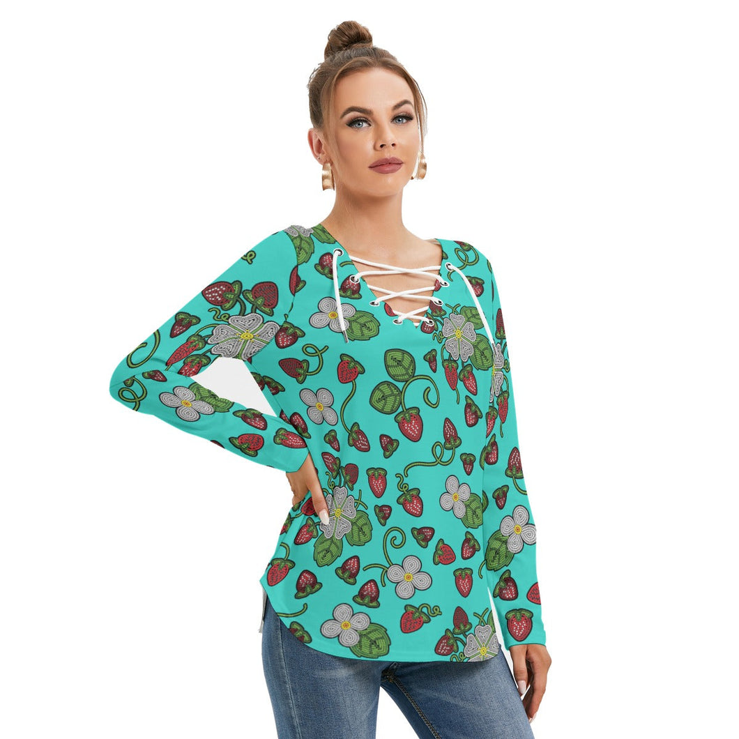 Strawberry Dreams Turquoise Tie Sweatshirt