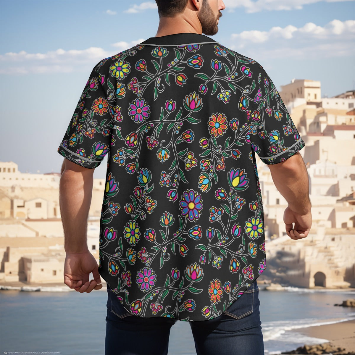 Cosmic Whisper Black Short Sleeve Baseball Jersey