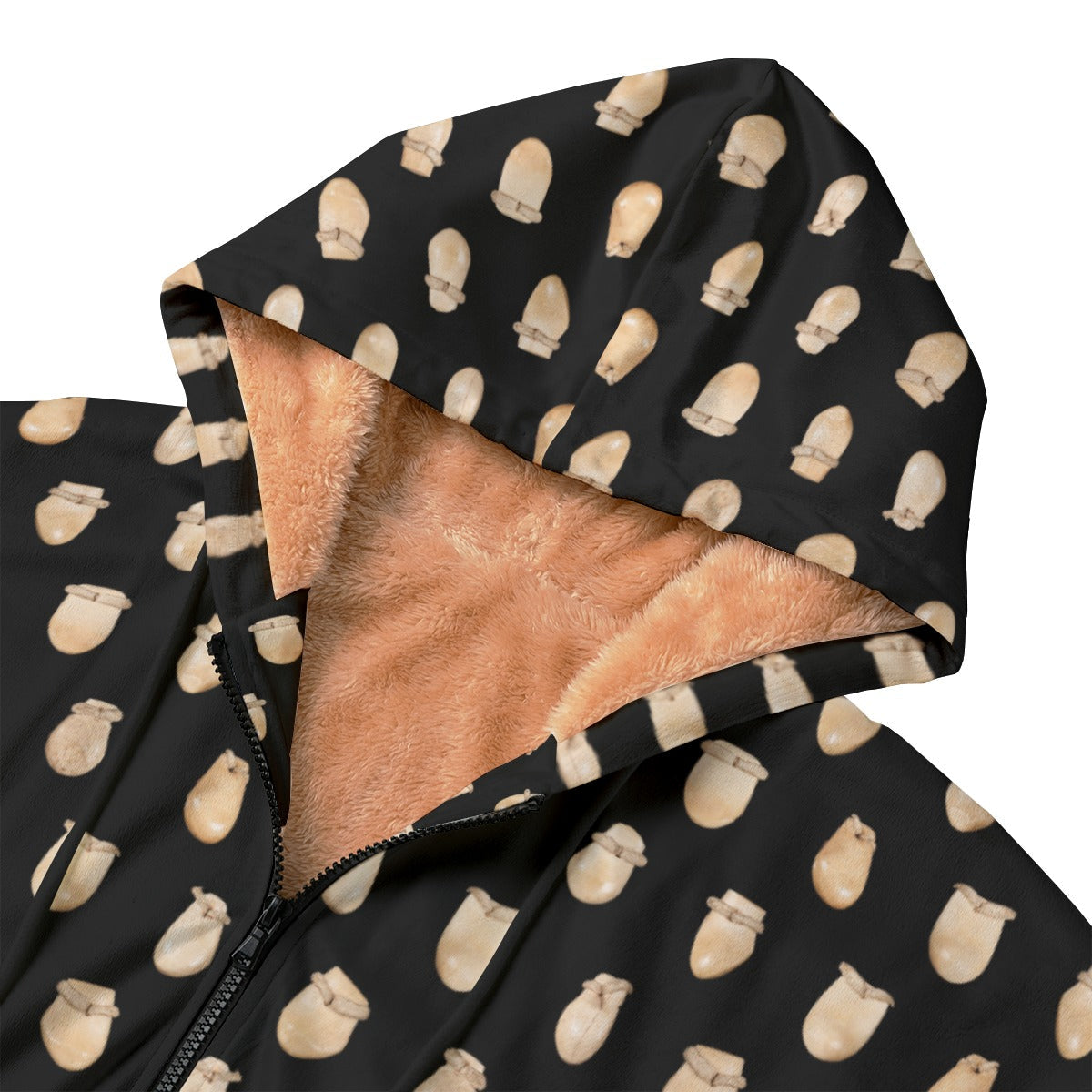 Elk Teeth on Black Kid's Plush Windbreaker