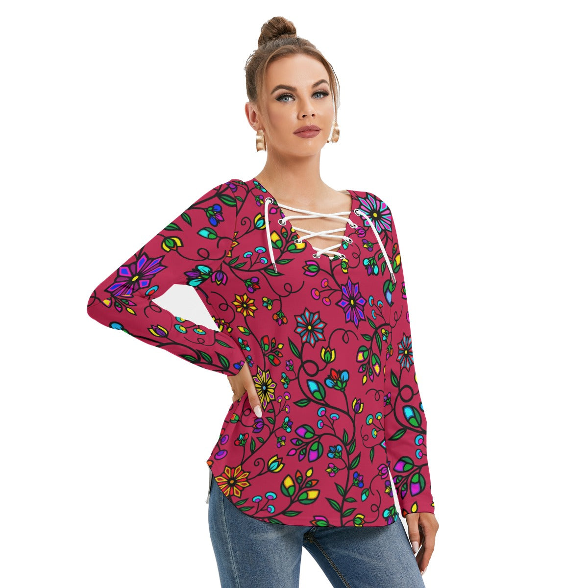 Prairie Paintbrush Passion Berry SQ Tie Sweatshirt