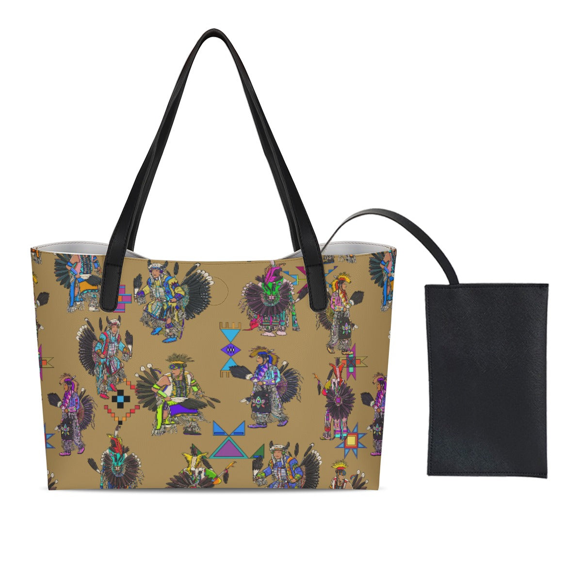 Men's Tradish Dancers Earth Shopping Tote Bag With Black Mini Purse