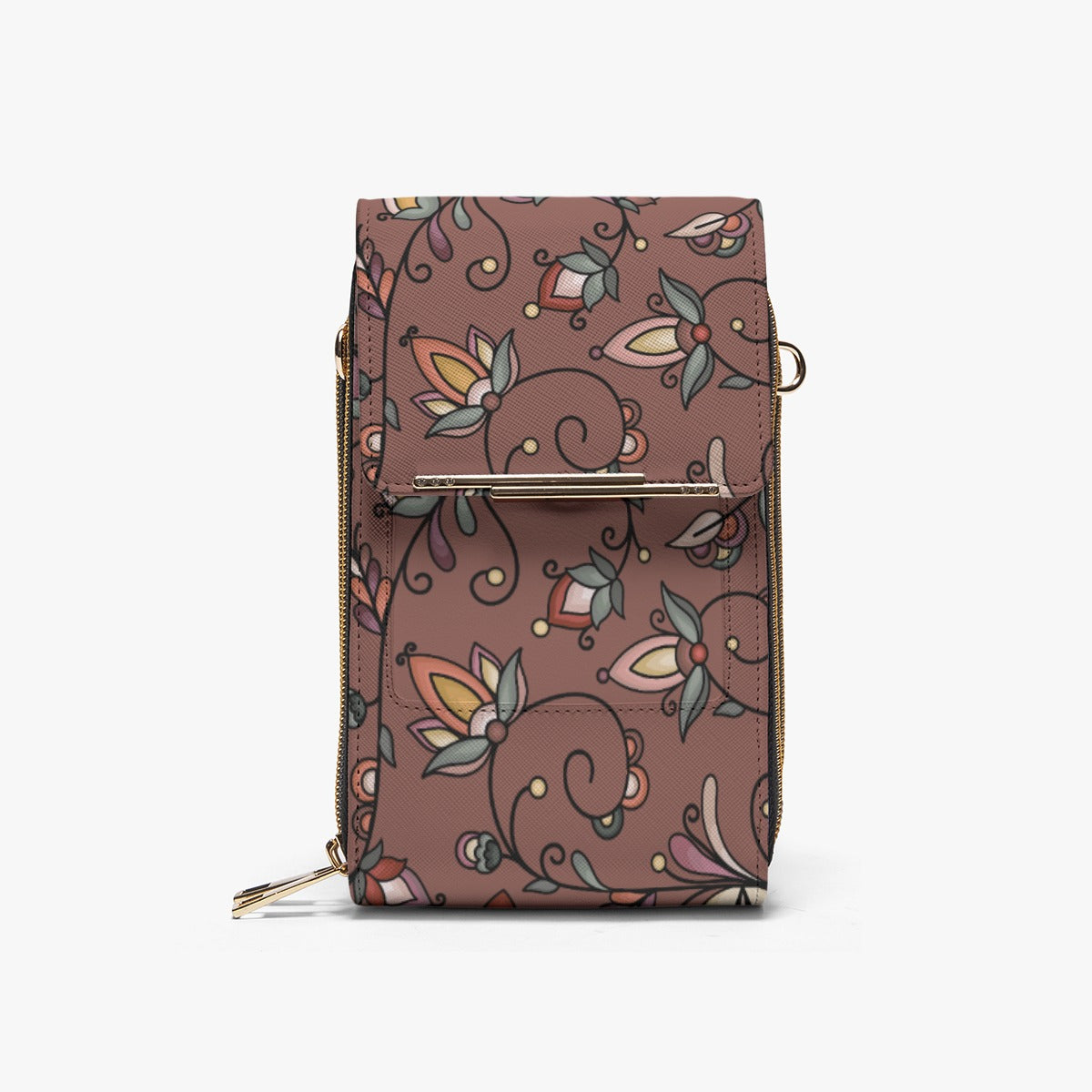 Burnt Sky Petals Brown Mobile Phone Chest Bag