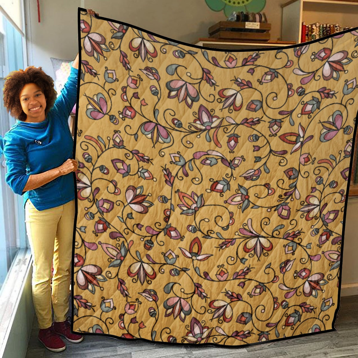 Burnt Sky Petals Gold Lightweight & Breathable Quilt