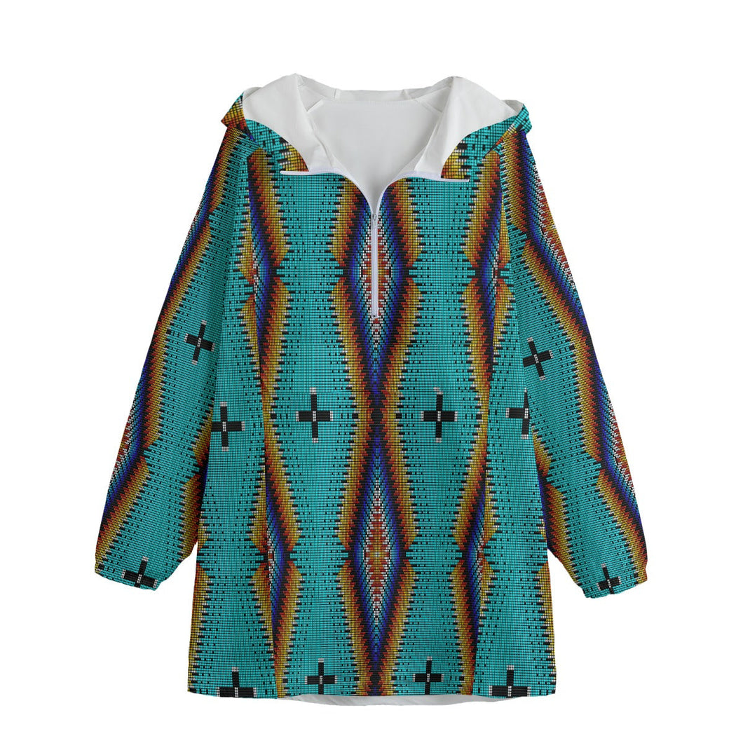 Diamond in the Bluff Turquoise Long Windbreaker