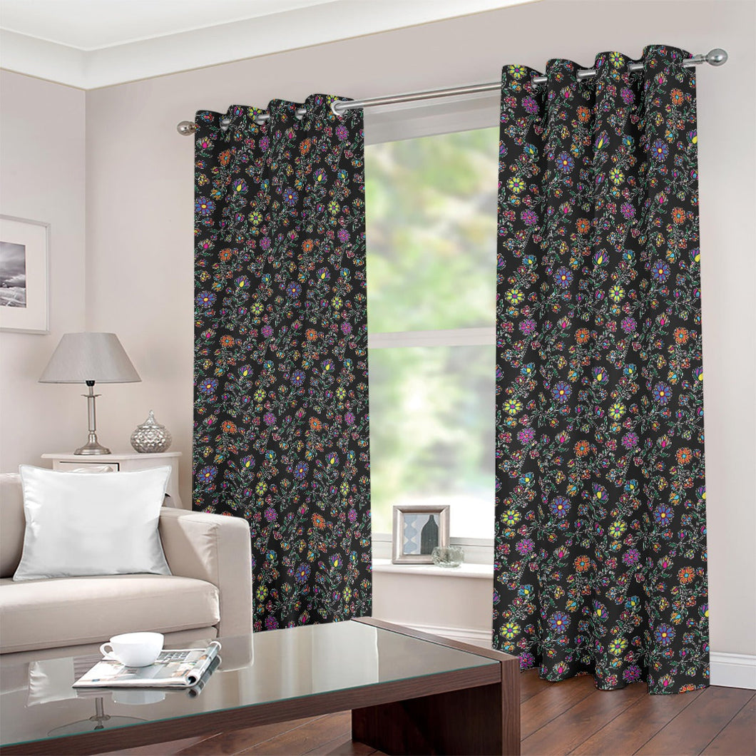 Cosmic Whispers Black Blackout Grommet Curtains