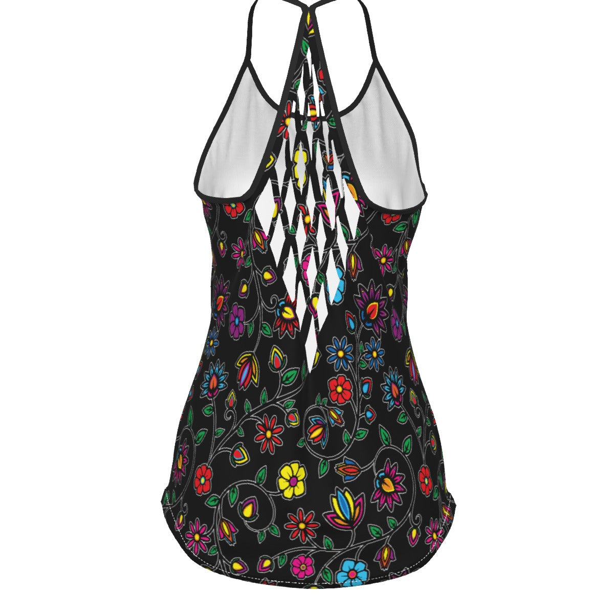 Nature's Nexus Black Criss-Cross Open Back Tank Top