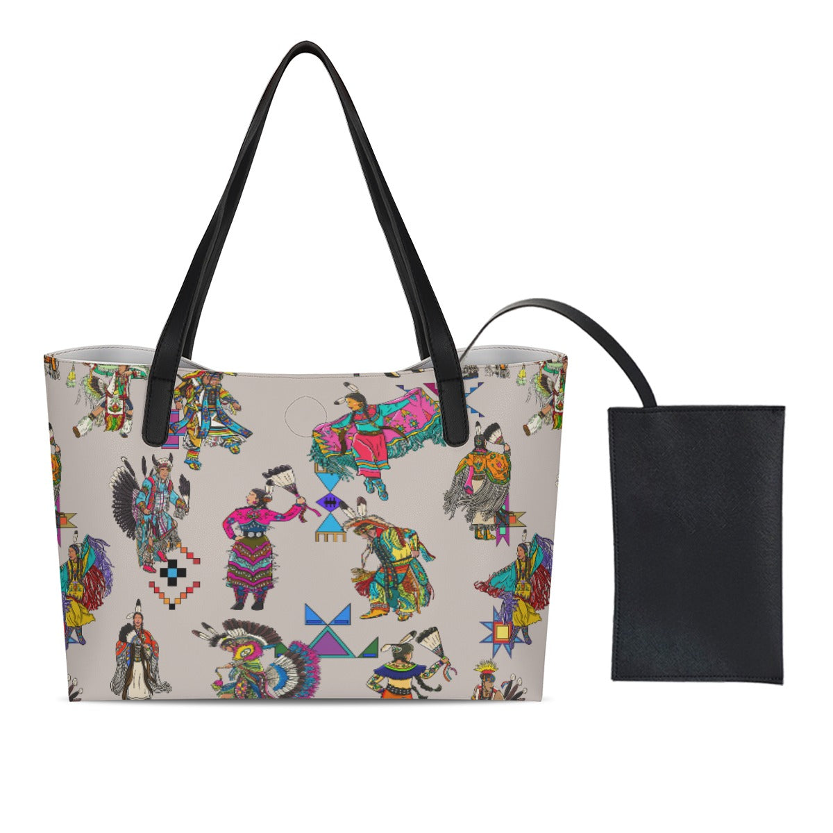 Grand Entry Dancers Muslin Shopping Tote Bag With Black Mini Purse